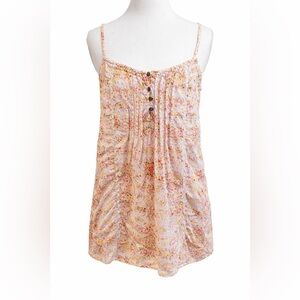 Sonoma Paisley Floral Tank Top Size Small Boho Sleeveless Cami Pink Peach